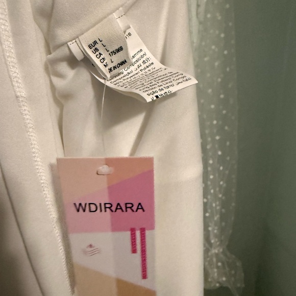 White Bubble Sleeve Dress - Picture 6 of 6